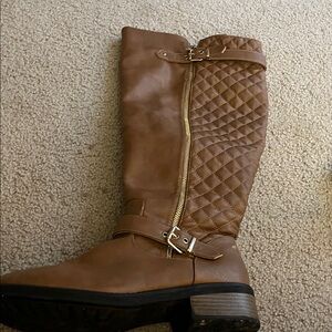 Dream Pairs Quilted Brown Over the Knee Boots